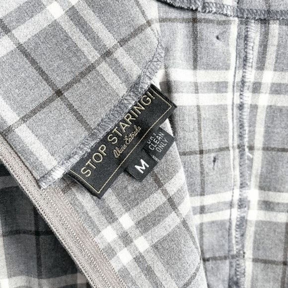 Stop Staring by Alfred Estrada Womens Midi Dress Bow Tie Plaid Gray Medium - Picture 8 of 12